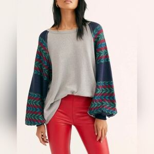 Free People Rainbow Dreams Oversized Knit Sweater Sz M We The Free Boho